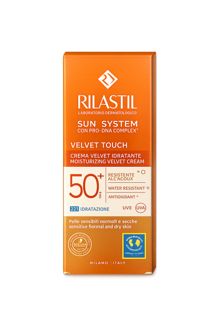 كريم واقي شمس فيلفت تاتش SPF 50 مرطب للبشرة الحساسة من ريلاستيل | Rilastil Sun System Velvet Touch Cream SPF 50