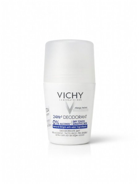 مزيل عرق فيتشي رول أون 24 ساعة خالي من العطر للبشرة الحساسة 50 مل – Vichy 24H Fragrance-Free Roll-On Deodorant 50ml