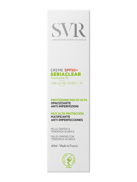 كريم سيبياكلير SPF 50+ المطفّي والمضاد للحبوب من إس في آر | SVR Sebiaclear SPF 50+ Cream