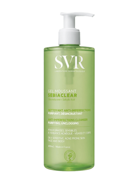 جل سيبياكلير رغوي لتنظيف البشرة الدهنية والمعرضة للحبوب من إس في آر | SVR Sebiaclear Gel Moussant 400ml