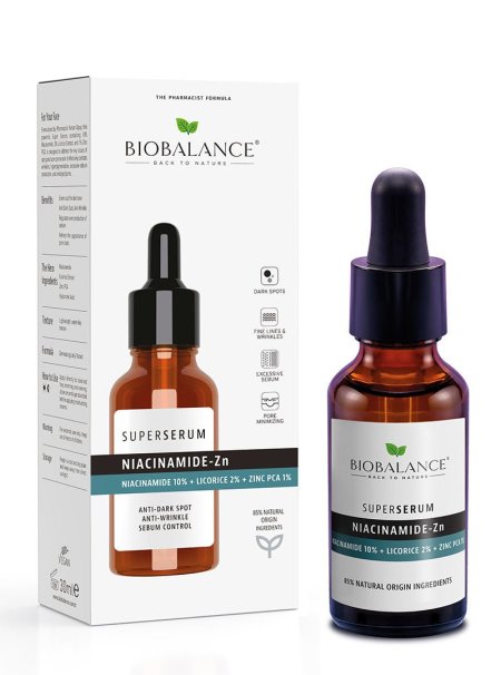 سيروم بيوبالانس نياسيناميد 10% لتوحيد لون البشرة وتقليل البقع | BioBalance Niacinamide-Zn Super Serum