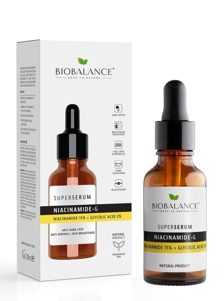 سيروم بيوبالانس نياسيناميد 15% + جليكوليك 5% لتفتيح وتقشير البشرة | BioBalance Niacinamide-G Super Serum