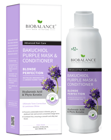 ماسك وبلسم بيوبالانس البنفسجي لتصحيح لون الشعر الأشقر | BioBalance Bakuchiol Purple Mask & Conditioner