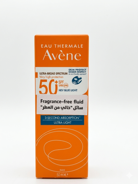 واقي شمس افين للبشرة الدهنية خالي من العطر | Avène Ultra-Light Fluid SPF50+ Fragrance-Free