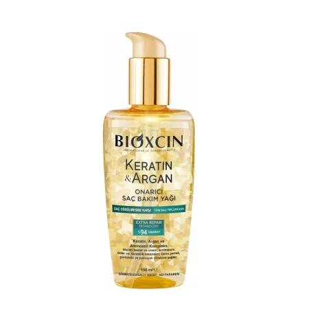 زيت بيوكسين كيراتين + أرجان لإصلاح الشعر التالف ومنع التقصف | Bioxcin Keratin & Argan Repairing Hair Care Oil 150ml