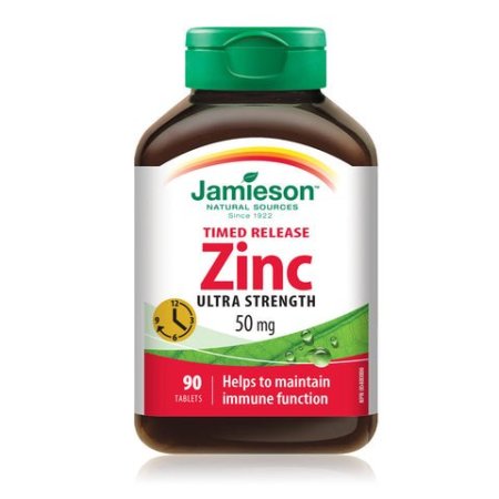 زنك جاميسون قوي المفعول 50mg ممتد الإطلاق | Jamieson Zinc Ultra Strength 50 mg Timed Release