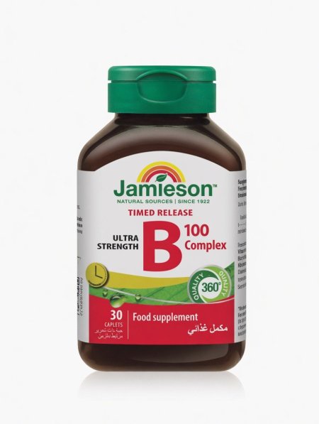 فيتامين ب كومبلكس جاميسون Ultra Strength B-Complex ممتد المفعول | Jamieson B-Complex 100 Timed Release Caplets