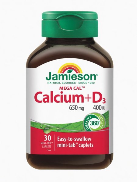 كالسيوم جاميسون ميغا كال مع فيتامين D | Jamieson MEGA CAL Calcium + D 650 mg