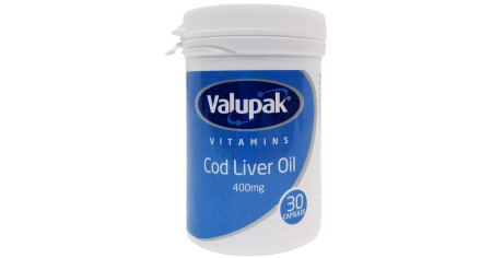 حبوب زيت كبد الحوت فاليوباك 400mg | Valupak Liver Oil 400 mg Capsules