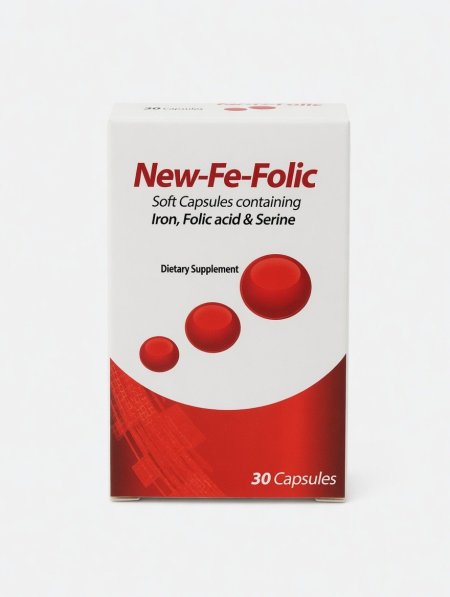 نيو في-فوليك كبسولات حديد + حمض الفوليك | New-Fe-Folic Iron + Folic Acid Soft Capsules