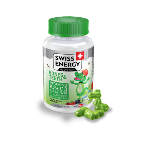 سويس إنيرجي جاميز للعظام والأسنان | SWISS ENERGY Bones & Teeth Gummies (K2 + D3 + Calcium)