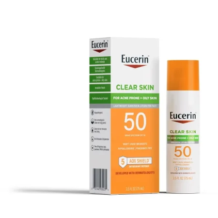 يوسيرين واقي شمس خفيف للوجه للبشرة الدهنية والمعرضة لحب الشباب SPF 50+ | Eucerin Clear Skin Lightweight Sunscreen Lotion <br> <span class='text-color-warm'>سيتوفر قريباً</span>