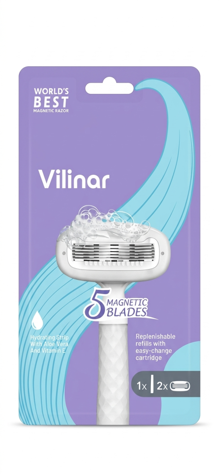 شفرات فيلينار مع شريط مرطب بالصبار وفيتامين E | Vilinar Razor Refills with Aloe Vera & Vitamin E
