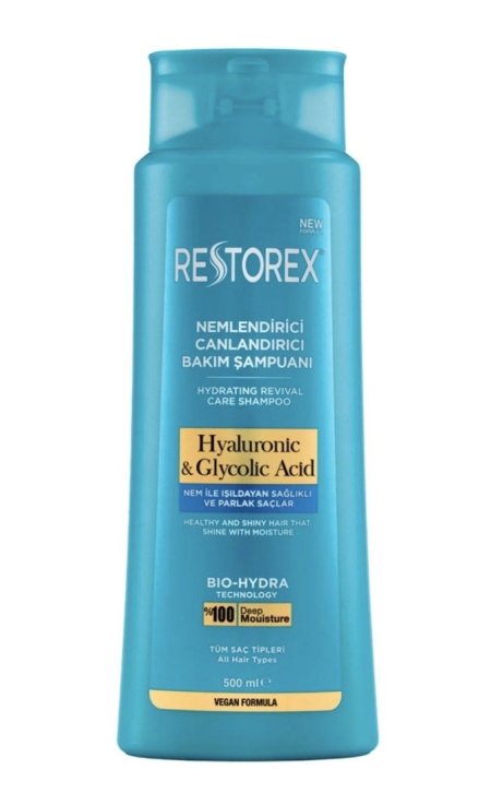 شامبو ريستوركس لترطيب وتنشيط الشعر - بحمض الهيالورونيك وحمض الجليكوليك | Restorex Hydrating & Revitalizing Shampoo - Hyaluronic & Glycolic Acid