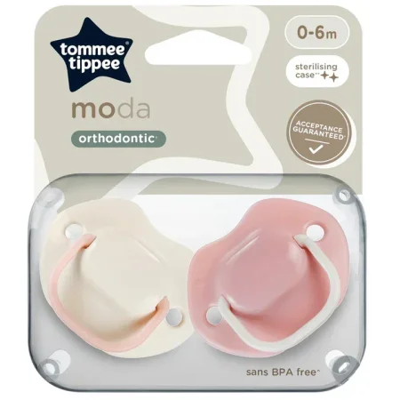لهاية تومي تيبي مودا لتقويم الأسنان (0-6 أشهر) - قطعتين | Tommee Tippee Moda Orthodontic Soother (0-6m) - 2 Pack