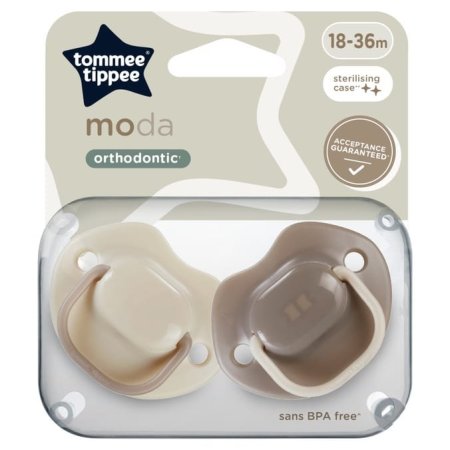 لهاية تومي تيبي مودا لتقويم الأسنان (18-36 شهر) - قطعتين | Tommee Tippee Moda Orthodontic Soother (18-36m) - 2 Pack
