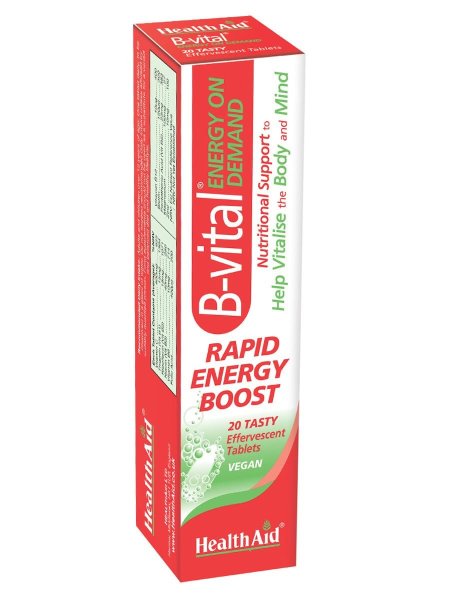 حبوب فوار بي فيتال هيلث إيد لتعزيز الطاقة السريعة (20 قرص فوار) | HealthAid B-vital Energy On Demand Rapid Energy Boost (20 Effervescent Tablets)